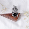 Lord Krishna Flute Design Oxidized Silver Adjustable Ring