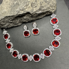 Faux American Diamond Doublet Neck Set- Hydro Red