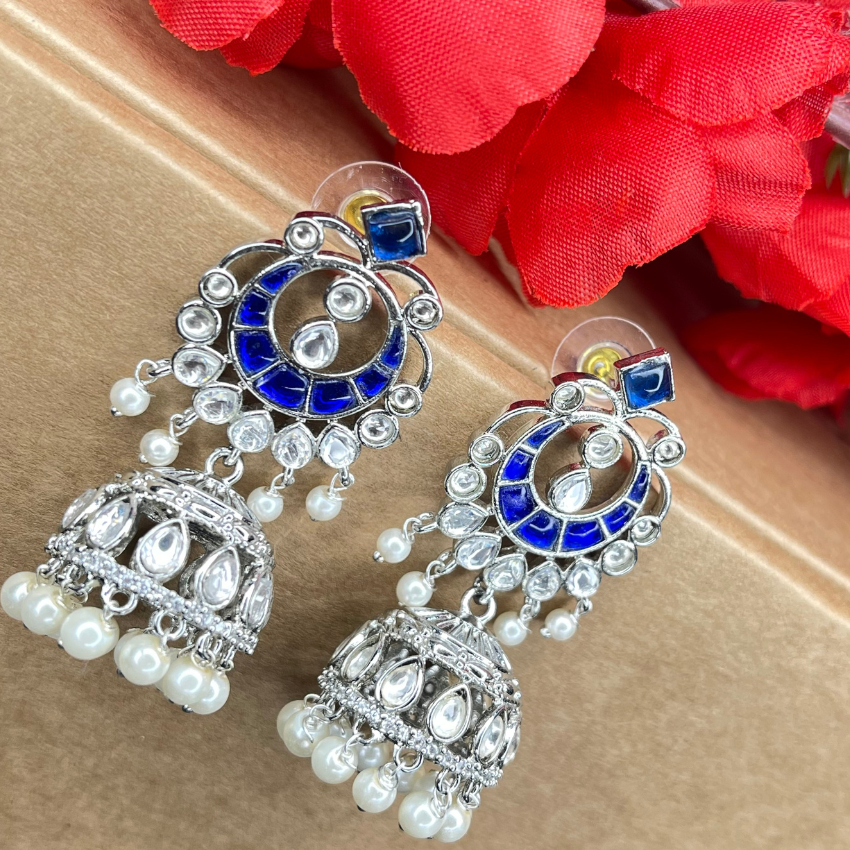 Sapphire Stoned Statement Wedding Jhumka