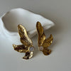 Abstract Gold Butterfly & Opal Wing Stud Earrings - Putstyle