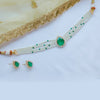 Doublet Stone Pearl Necklace Set with Earrings - Putstyle