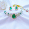 Doublet Stone Pearl Necklace Set with Earrings - Putstyle