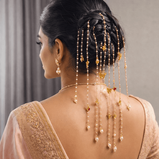 Ethereal Gold Charm & Pearl Hair Chain - Putstyle