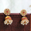 Gold-Plated Kundan Pearl Jhumka Earrings - Putstyle