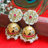 Gold-Plated Kundan Pearl Jhumka Earrings - Putstyle