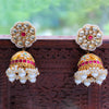 Gold-Plated Kundan Pearl Jhumka Earrings - Putstyle