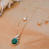 Green Carved Stone Double Layer Pendant Set with Earrings | Designer Party Wear Jewelry - Putstyle
