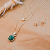 Green Carved Stone Double Layer Pendant Set with Earrings | Designer Party Wear Jewelry - Putstyle