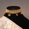 Handcrafted 5-Layer Pearl Choker Necklace with Kundan Charms - Putstyle