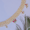 Handcrafted 5-Layer Pearl Choker Necklace with Kundan Charms - Putstyle