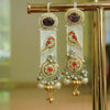 Handcrafted Dual-Tone Dangler Earrings with Amethyst - Putstyle