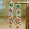 Handcrafted Dual-Tone Dangler Earrings with Emerald Stone - Putstyle