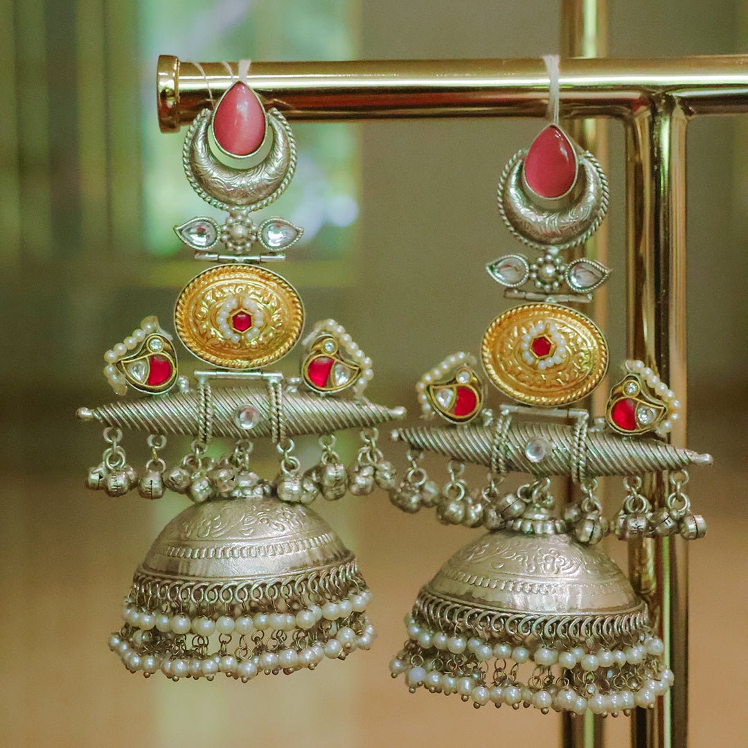 Handcrafted Silver Jhumka Earrings - Putstyle