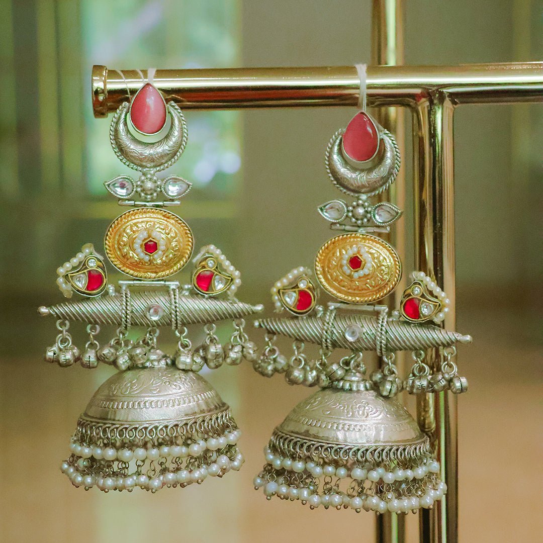 Handcrafted Silver Jhumka Earrings - Putstyle