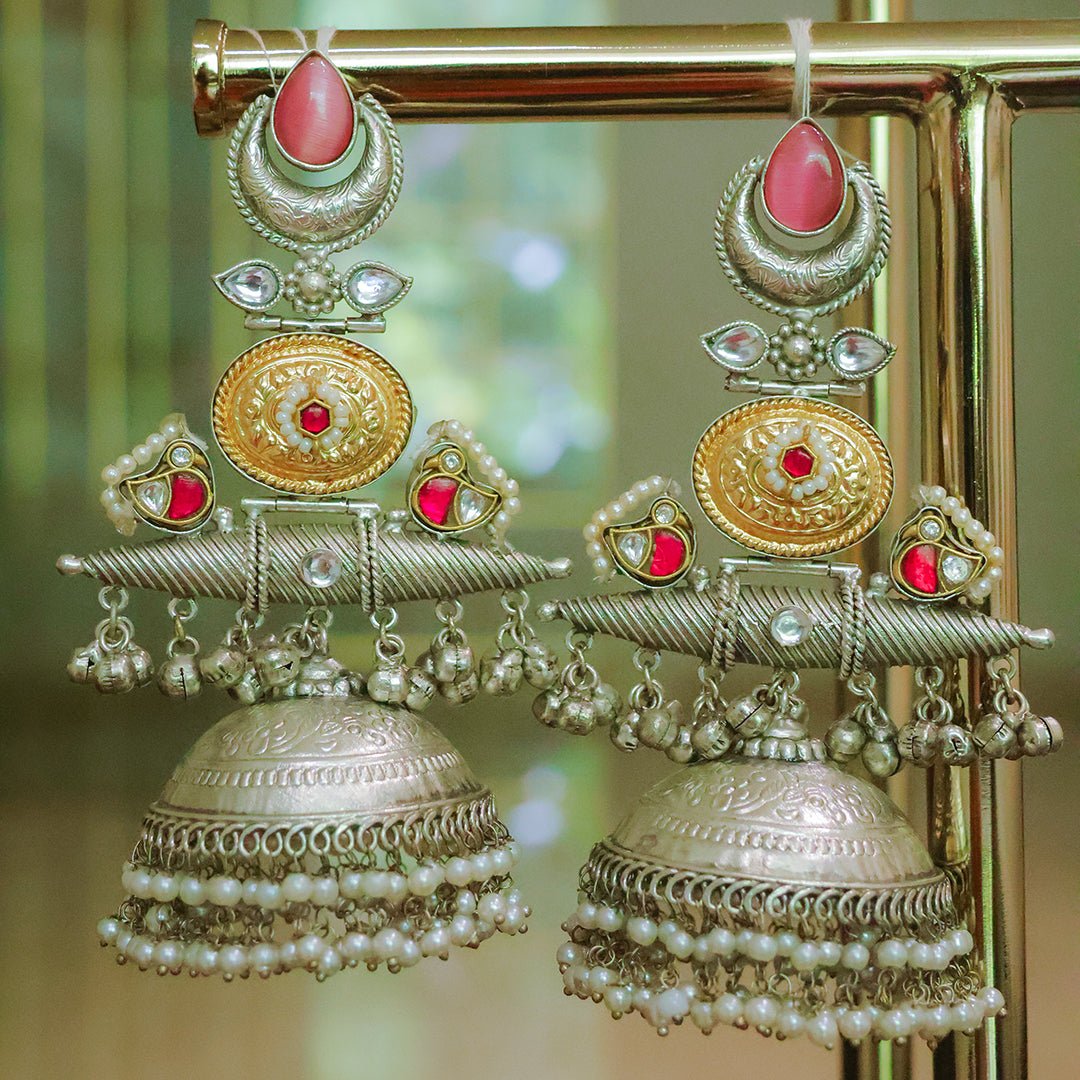 Handcrafted Silver Jhumka Earrings - Putstyle