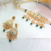 Kundan Pearl Choker Necklace with Green Drop Beads – Traditional Bridal Jewellery - Putstyle