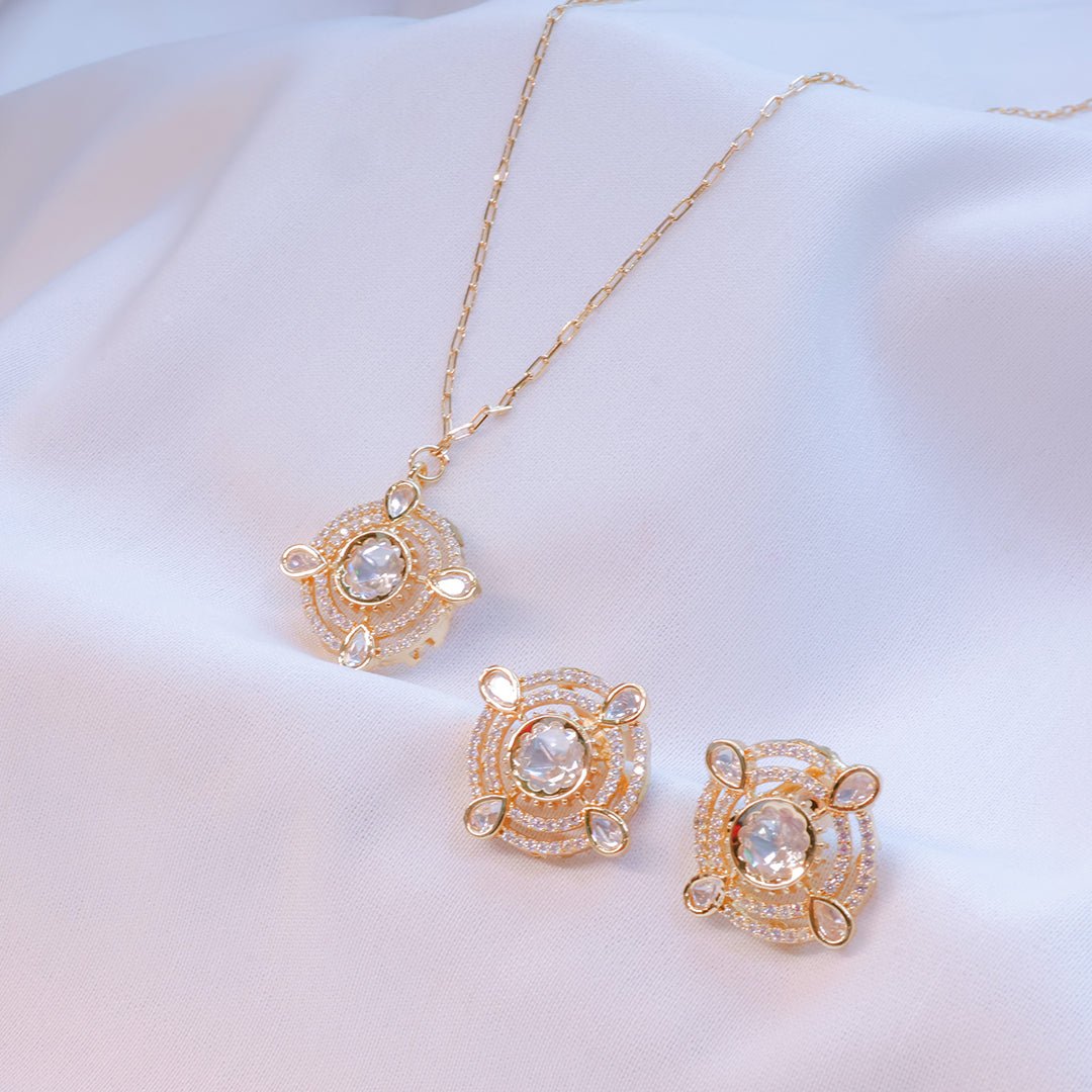 Kundan Pendant Necklace Set with Earrings - Putstyle