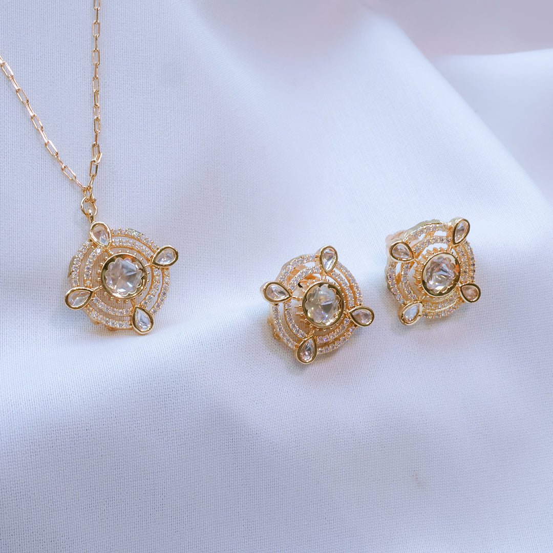 Kundan Pendant Necklace Set with Earrings - Putstyle