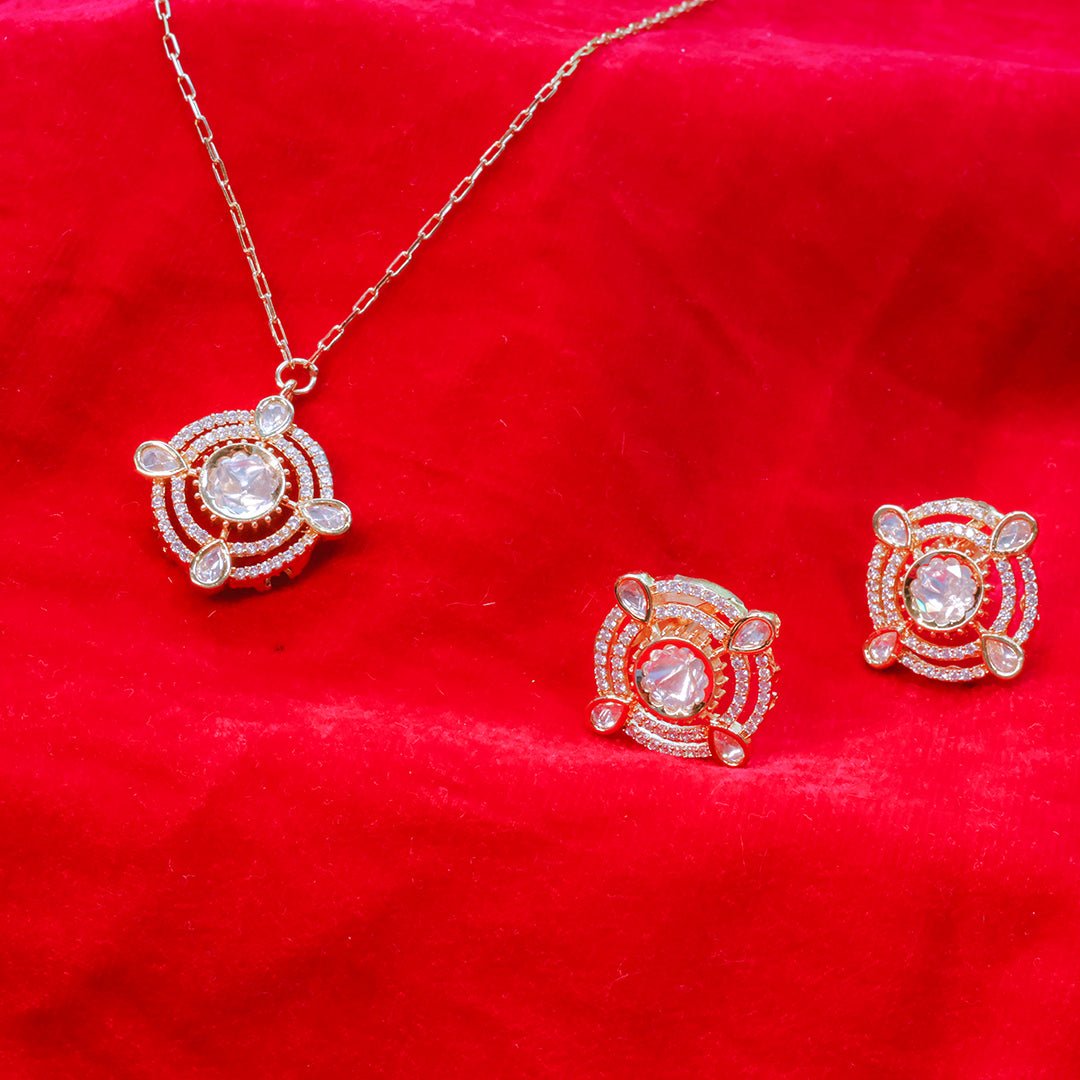 Kundan Pendant Necklace Set with Earrings - Putstyle