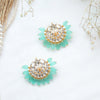 Mint Green Kundan Chandbali Earrings - Putstyle