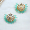 Mint Green Kundan Chandbali Earrings - Putstyle