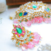 Multicolor Kundan Choker Necklace with Pink Beads – Bridal Pearl String Jewellery - Putstyle