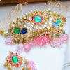 Multicolor Kundan Choker Necklace with Pink Beads – Bridal Pearl String Jewellery - Putstyle