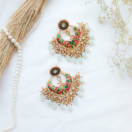 Multicolor Traditional Kundan Chandbali Earrings - Putstyle