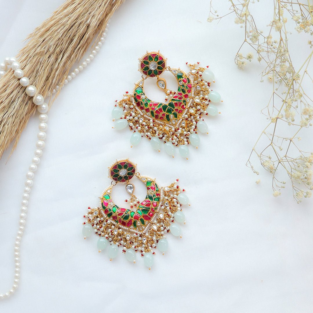 Multicolor Traditional Kundan Chandbali Earrings - Putstyle