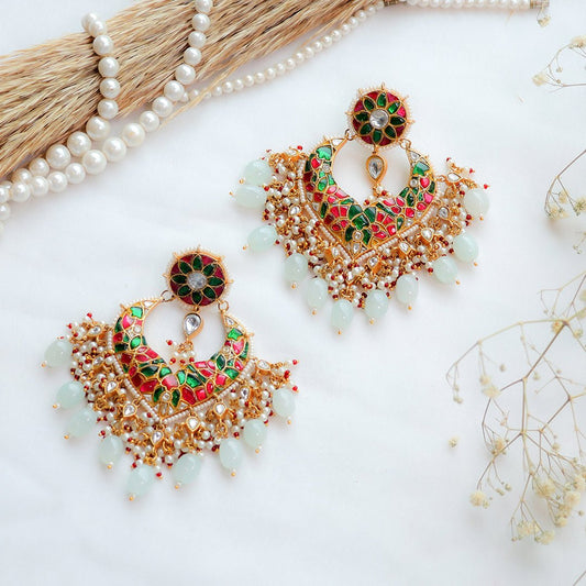 Multicolor Traditional Kundan Chandbali Earrings - Putstyle