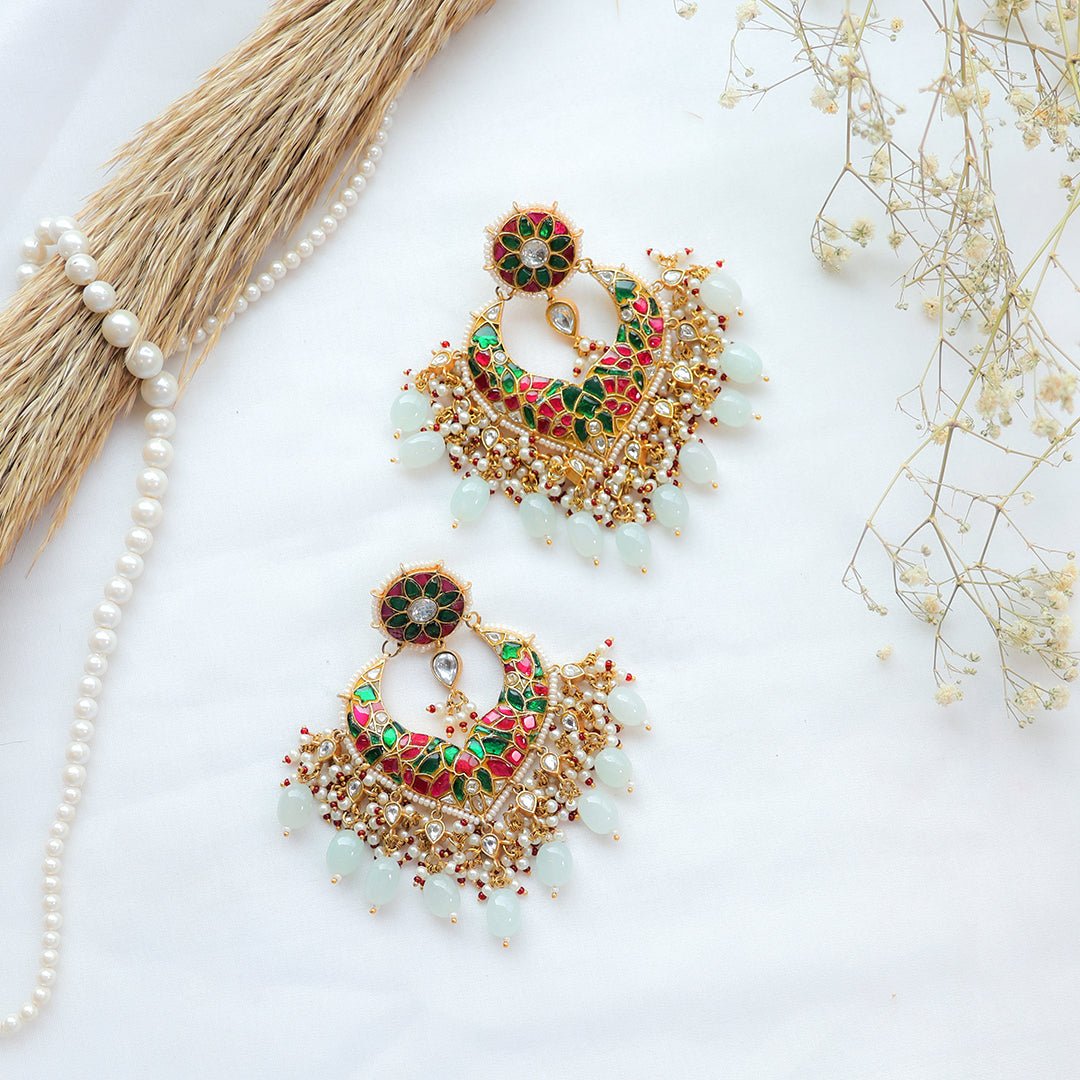 Multicolor Traditional Kundan Chandbali Earrings - Putstyle