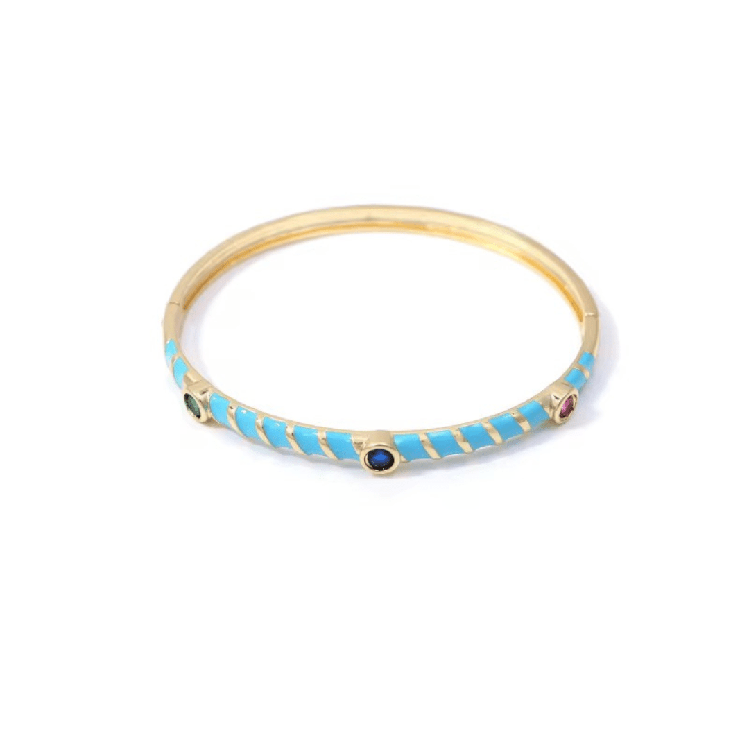 Multicolour Metal Enamel Zircon Bracelet - Putstyle