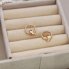 Rose Gold Bird in Circle Cubic Zirconia Stud Earrings - Putstyle