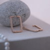 Rose Gold Rectangular Pave Huggie Hoop Earrings - Putstyle