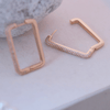 Rose Gold Rectangular Pave Huggie Hoop Earrings - Putstyle