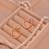 Rose Gold Snake Huggie Hoops with Green Crystal Eyes - Putstyle
