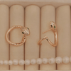 Rose Gold Snake Huggie Hoops with Green Crystal Eyes - Putstyle