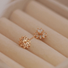Rose Gold Sunburst Crystal Stud Earrings - Putstyle