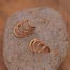 Rose Gold Triple Row Pavé Hoop Studs - Putstyle