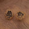 Vintage Gold Woven Nest Stud Earrings with Smokey Grey Marquise Crystals - Putstyle