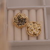 Vintage Gold Woven Nest Stud Earrings with Smokey Grey Marquise Crystals - Putstyle